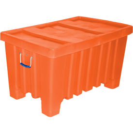Forkliftable Plastic Bulk Shipping Container w/ Lid 43"L x 26-1/2"W x 24"H 550 lb Capacity Orange 