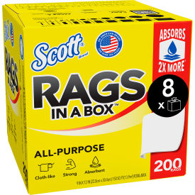 Scott® Rags In A Box 10 x 12 White 200/Box 8 Boxes Per Carton - KCM75260CT 