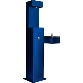 Global Industrial 761216BL Global Industrial™ Outdoor Bottle Filling Station w/ Drinking Fountain, Blue image.