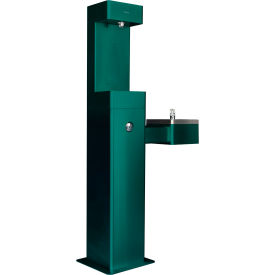 Global Industrial 761216GN Global Industrial™ Outdoor Drinking Fountain w/ Bottle Filling Station, Green image.