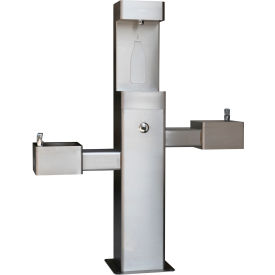 Global Industrial 761220F Global Industrial™ Outdoor Bottle Filling Station & Bi-Level Fountain w/ Filter, Stainless image.