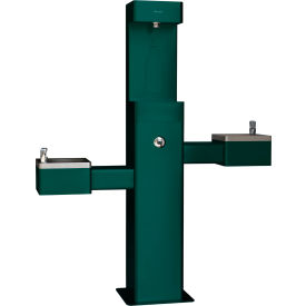 Global Industrial 761220GN Global Industrial™ Outdoor Bottle Filling Station w/ Bi-Level Drinking Fountain, Green image.