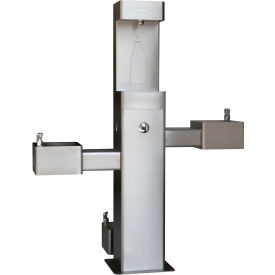 Global Industrial 761221 Global Industrial™ Outdoor Bottle Filler w/Bi-Level Drinking Fountain & Pet Station, Stainless image.