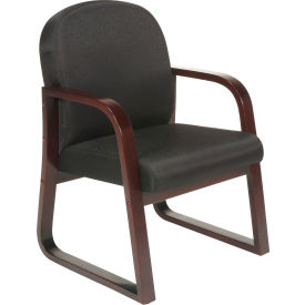 Boss Office Products B9570-BK Boss Reception Guest Chair with Arms and Wood Frame - Fabric - Black image.