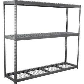 Global Industrial 3 Shelf Heavy Duty Channel Boltless Shelving Starter 96""Wx48""Dx72""H Wire Deck