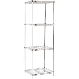 Global Industrial 796158 Nexel® 4 Shelf, Chrome Wire Shelving Unit, Add On, 24"W x 21"D x 74"H image.