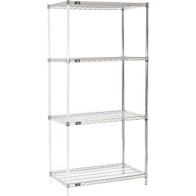 Global Industrial 796162 Nexel® 4 Shelf, Chrome Wire Shelving Unit, Add On, 36"W x 21"D x 74"H image.