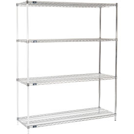 Global Industrial 796170 Nexel® 4 Shelf, Chrome Wire Shelving Unit, Add On, 60"W x 21"D x 74"H image.