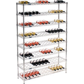 Nexel® Wine Bottle Rack - 104 Bottle 48""W x 14""D x 74""H Chrome