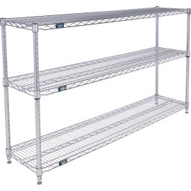 Global Industrial 798801 Nexel® 3 Shelf, Chrome Wire Shelving Unit, Starter, 60"W x 14"D x 34"H image.