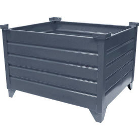 Global Industrial 800101GY Global Industrial™ Stackable Steel Container, 30"Lx24"Wx24"H, Gray image.