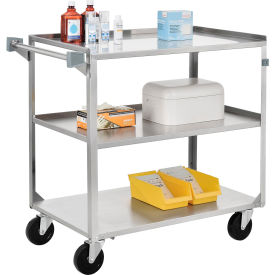Global Industrial 800274 Global Industrial™ Stainless Steel Utility Cart, 300 lb. Cap, 27-1/2"L x 16-1/4"W x 32-1/8"H image.
