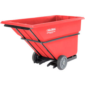 Global Industrial 800287RD Global Industrial™ Forkliftable Extra HD Plastic Tilt Truck, 1 Cu. Yd. Cap, 2000 Lbs. Cap, Red image.