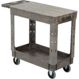 Global Industrial 800300 Global Industrial™ Flat Top Utility Cart w/2 Shelves, 38"L x 17-1/2"W x 32-1/2"H, Gray image.