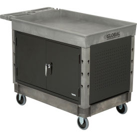 Global Industrial 800305 Global Industrial™ Utility Cart w/2 Tray Shelves & 5" Casters, 44"L x 25-1/2"W x 32-1/2"H image.