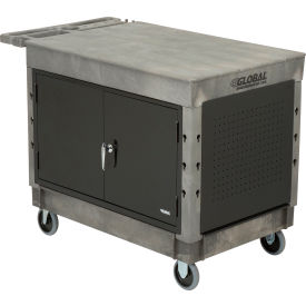 Global Industrial 800306 Global Industrial™ Utility Cart w/2 Shelves & 5" Casters, 44"L x 25-1/2"W x 32-1/2"H, Gray image.
