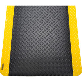 Global Industrial 800318 Global Industrial™ Diamond Plate Anti Fatigue Mat, 15/16" Thick, 2W x 3L, Black/Yellow Border image.