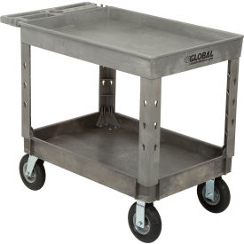 Global Industrial 800328 Global Industrial™ Tray Top Utility Cart w/2 Shelves, 44"L x 25-1/2"W x 35-1/2"H, Gray image.