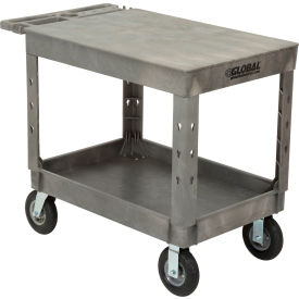 Global Industrial 800329 Global Industrial™ Flat Top Utility Cart w/2 Shelves, 44"L x 25-1/2"W x 35-1/2"H, Gray image.