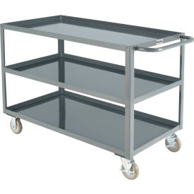 Global Industrial 800462 Global Industrial™ Steel Utility Cart w/3 Tray Shelves, 1200 lb. Capacity, 48"L x 24"W x 35"H image.