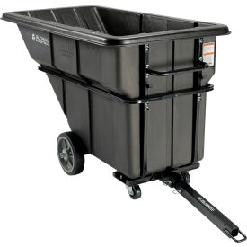 Global Industrial 800534BK Global Industrial™ Towable Plastic Tilt Truck, 1 Cu. Yd., 2100 Lbs. Cap., Black image.