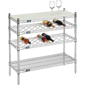 Global Industrial 806448C Nexel® Chrome Wine Display Unit - Cutting Board Top - 36"W x 14"D x 34"H - 4 Tier image.