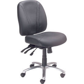 Interion® Multifunction Chair With Mid Back, Leather, Black Interion® Multifunctional Office Chair - Leather - Mid Back - Black