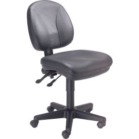 Global Industrial 808653 Interion® Task Chair With 17-1/2"H Back, Leather, Black image.