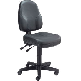 Global Industrial 808654 Interion® Task Chair With 19"H Back, Leather, Black image.