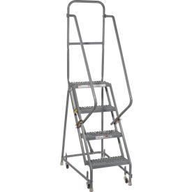 Tri Arc Mfg KDSR104162 Grip 16"W 4 Step Steel Rolling Ladder 10"D Top Step - KDSR104162 image.