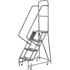 Tri Arc Mfg KDSR104166 Perforated 16"W 4 Step Steel Rolling Ladder 10"D Top Step - KDSR104166 image.
