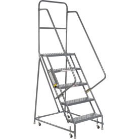 Tri Arc Mfg KDSR105166 Perforated 16"W 5 Step Steel Rolling Ladder 10"D Top Step - KDSR105166 image.