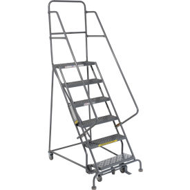 Tri Arc Mfg KDSR106242 6 Step 24"W 10"D Top Step Steel Rolling Ladder - Grip Tread - KDSR106242 image.