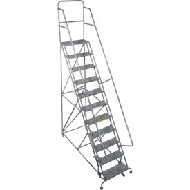 Tri Arc Mfg KDSR111246-D2 11 Step 24"W 20"D Top Step Steel Rolling Ladder - Perforated Tread - KDSR111246-D2 image.