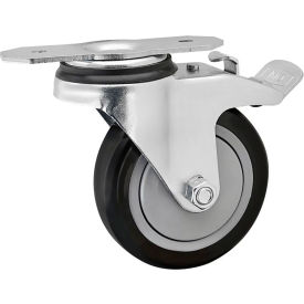 15 Series 30, 40, 45 4" Swivel T-Slot Mount Caster with Brake, Black Poly Wheel view 2