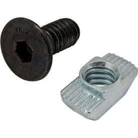 Bolt Assembly 1/4-20 x .625", FHSCS with Standard Drop-In T-Nut, Bright view 2