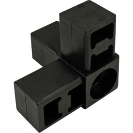 Quick Frame Series 3 Way Corner Connector with Caster or Spacer Receptacle, Black view 2