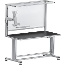 80/20® Electric Adjustable Height Workbench 60W x 30D Silver HDPE Beveled Edge Top 