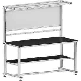 80/20® Shelf Workstation 72W x 30D Silver HDPE Beveled Edge Top 