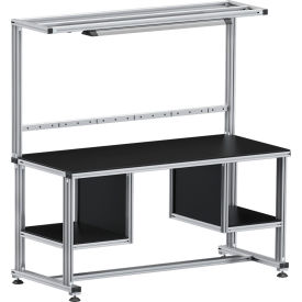80/20® Storage Workstation 72W x 30D Silver HDPE Beveled Edge Top 