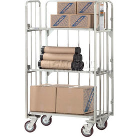 Global Industrial 912138 Global Industrial™ Folding Truck w/Solid Shelves, 2000 lb. Cap, 38"L x 25"W x 66"H, Silver image.