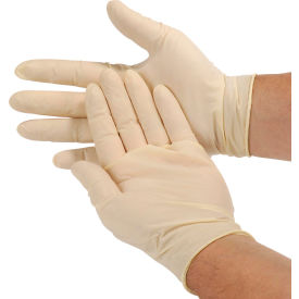 Seidman Associates GRPR-SM-1-T Industrial Grade Disposable Latex Gloves, Powder-Free, Small, Natural, 4 Mil, 100/Box image.