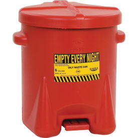 6 Gallon Poly Waste Can W/ Foot Lever, Red view 2