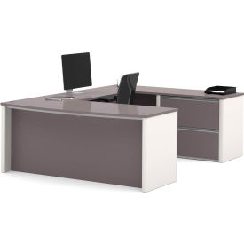 Bestar 93865-59 Bestar® U Desk with Lateral File - 71" - Slate & Sandstone - Connexion Series image.