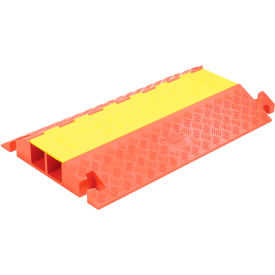 Justrite Safety Group CP2X325-Y/O 2-Channel Heavy Duty Cable Guard, 36"L x 22"W x 4-1/8"H, Yellow/Orange image.