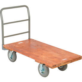 Global Industrial™ Hardwood Deck Platform Truck 48 x 24 1200 Lb. Capacity 8"" Pneumatic Casters