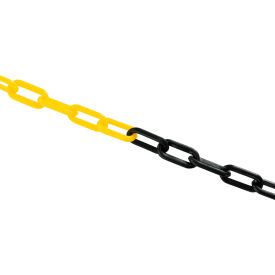 Global Industrial 954112YB Global Industrial™ Plastic Chain Barrier, 1-1/2"x50L, Yellow/Black image.