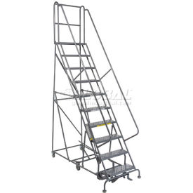 Tri Arc Mfg KDED110246 10 Step Steel Easy Turn Rolling Ladder - Standard Angle - KDED110246 image.