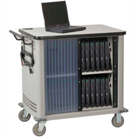 Datum Filing Systems CSC-PC32UL-T47-LD92-60 Datum LapTop™ Storage and Charging Cart, 32-Device Capacity, Light Gray image.