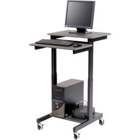 Luxor Corp PS3945 Luxor 3-Shelf Adjustable Height Presentation Workstation, 24"W x 31"D x 39"- 45"H, Gray image.